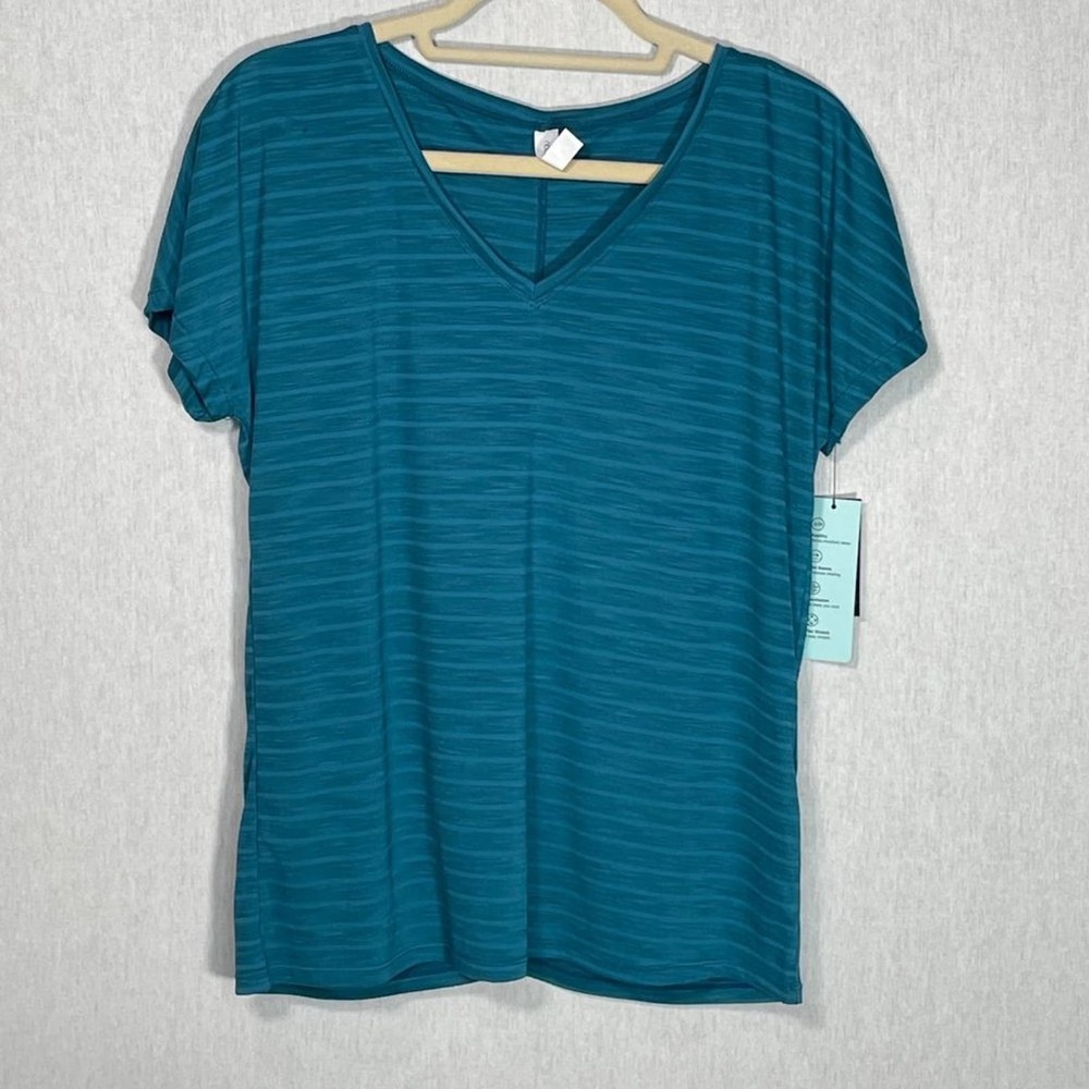 ID Ideology Shadow-Stripe T-Shirt zen teal blue, M